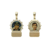 Photo Pendant | NYPD Badge Shape Design • 14K Solid Gold • Diamonds Optional