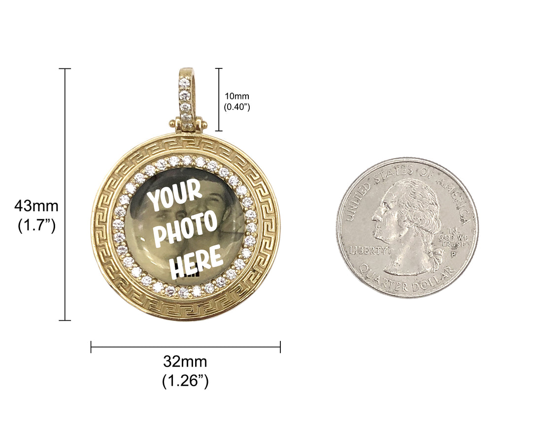 Photo Pendant | Designed Rim with Natural Diamonds (with 10K, 14K & Color Options)