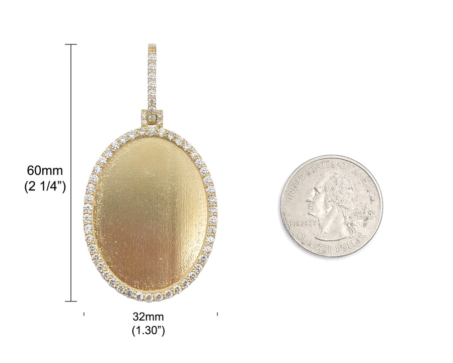 Photo Pendant | Large Oval Design with Natural Diamonds (10K, 14K & Color Options)