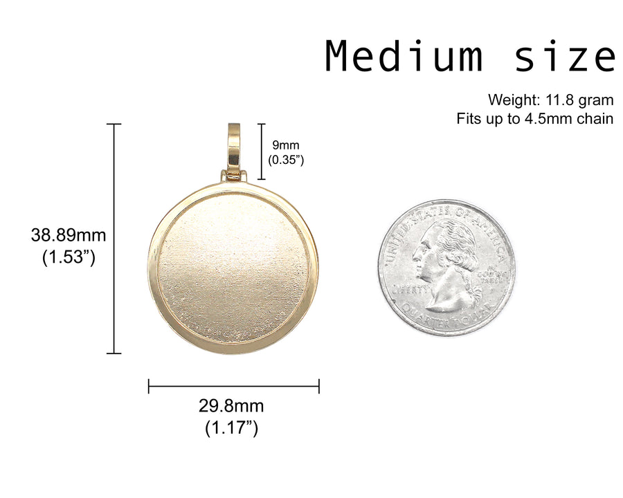 Photo Pendant | Mediumweight Basic Circle Design • With 10K, 14K, & Size Options