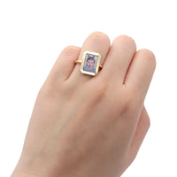 Photo Ring | Simple Rectangular Design • 10K, 14K, 18K, Silver & Color Options