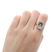 Photo Ring | Rectangular Design with Natural Diamonds • 10K, 14K, 18K & Color Options