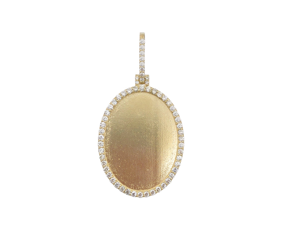 Photo Pendant | Large Oval Design with Natural Diamonds (10K, 14K & Color Options)