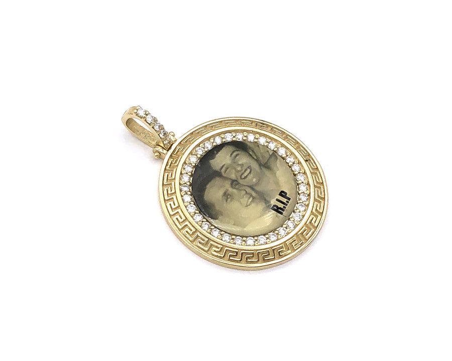 Photo Pendant | Designed Rim with Natural Diamonds (with 10K, 14K & Color Options)