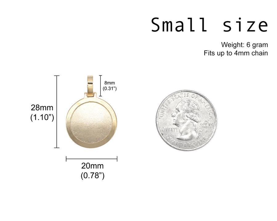 Photo Pendant | Mediumweight Basic Circle Design • With 10K, 14K, & Size Options